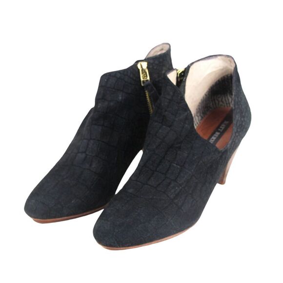 Matt Bernson BLACK LEATHER SUEDE ANIMAL PRINT MID HEEL ANKLE BOOTS SHOES Sz 9M - Picture 2 of 11